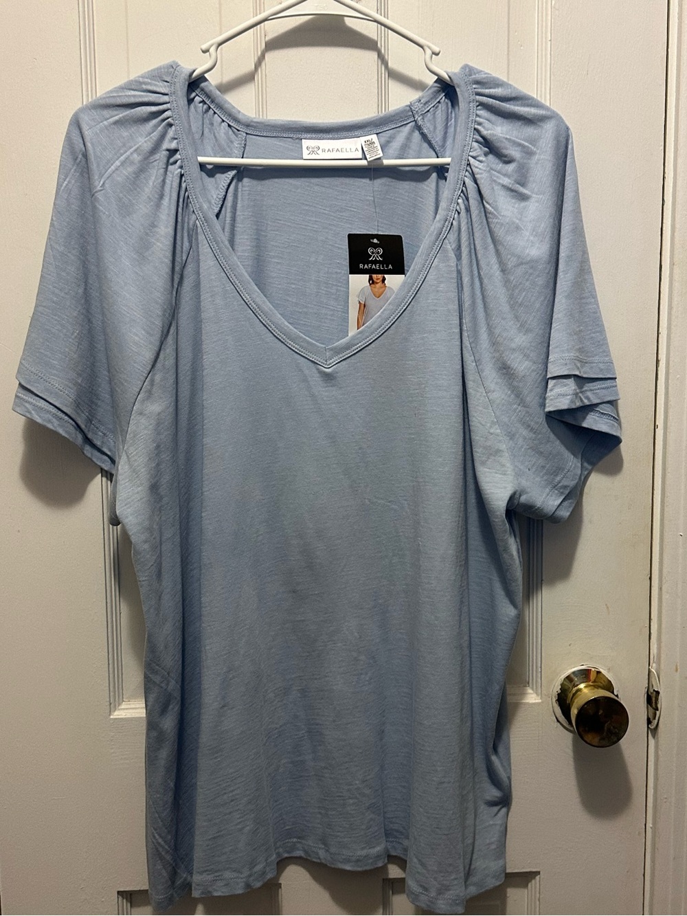 Rafaella Soft Sky V-Neck Short Sleeve Tee